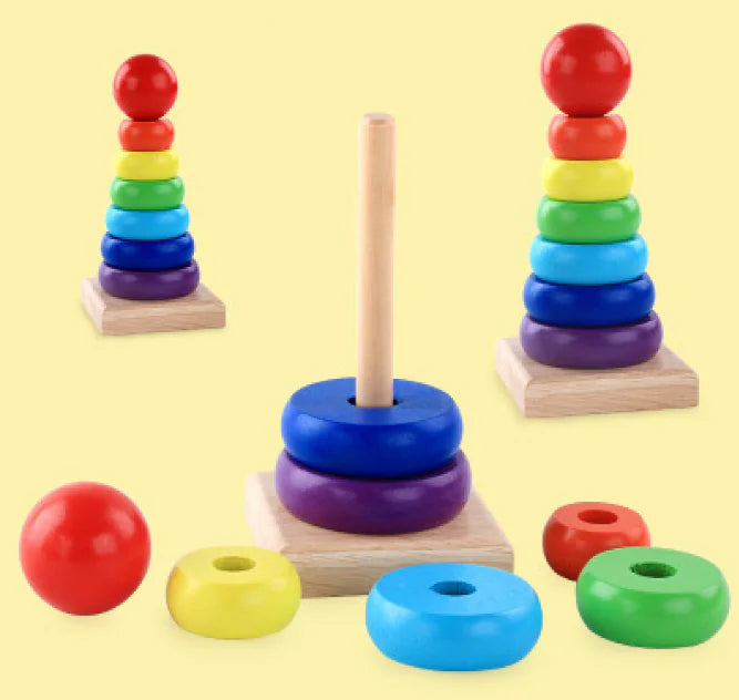 Premium Wooden Rainbow Stacking Toy - Montessori Learning & Creative Play