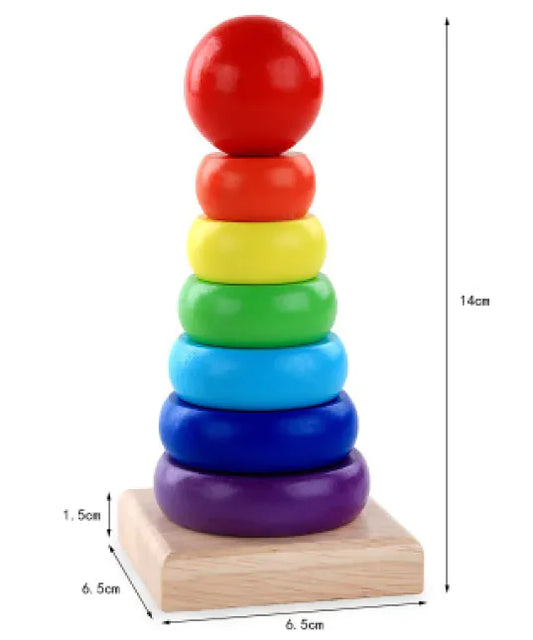 Premium Wooden Rainbow Stacking Toy - Montessori Learning & Creative Play