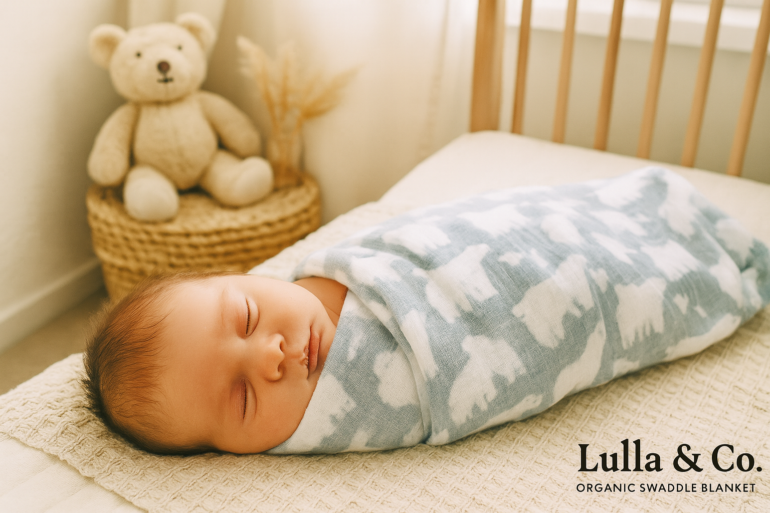 Baby in Organic Cotton Swaddle