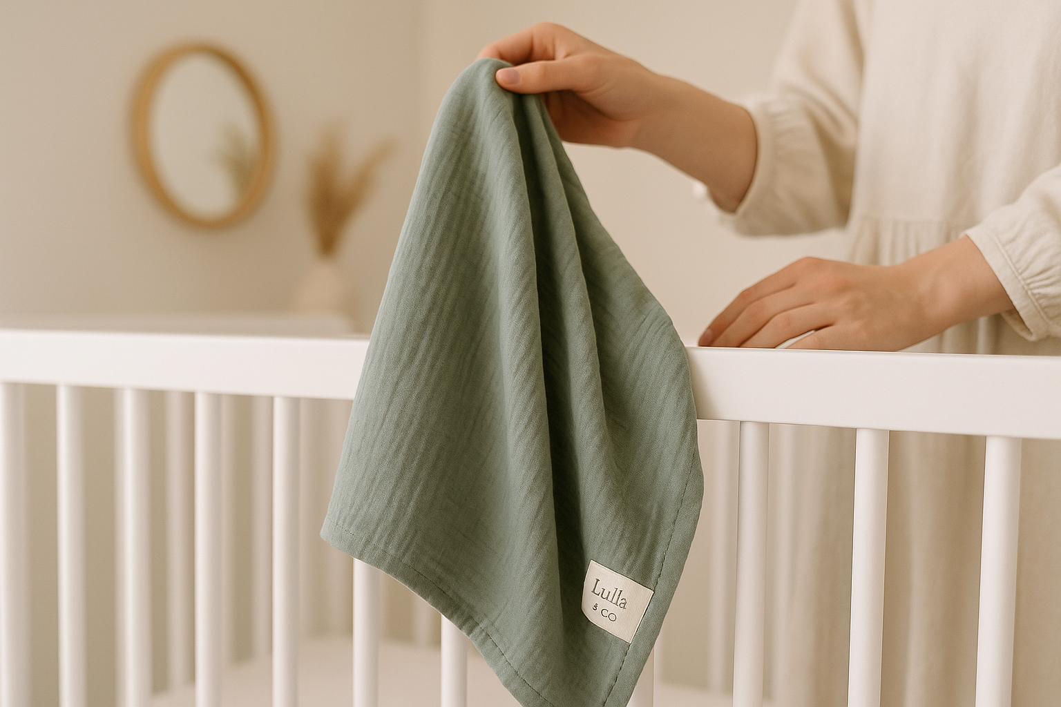Sage Green Muslin Swaddle Blanket